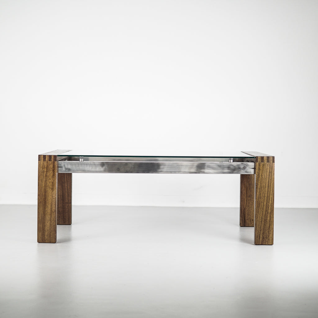 Glass and solid Wood Coffee Table