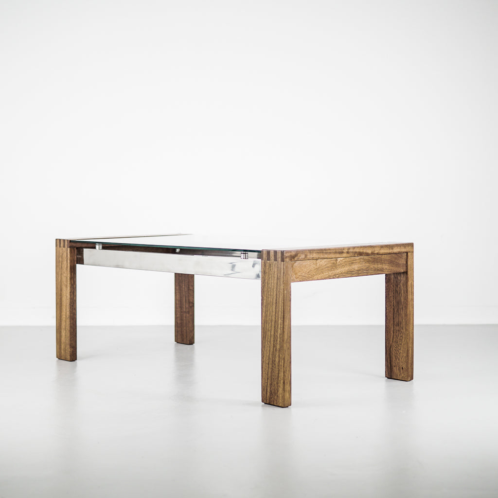 Glass and solid Wood Coffee Table