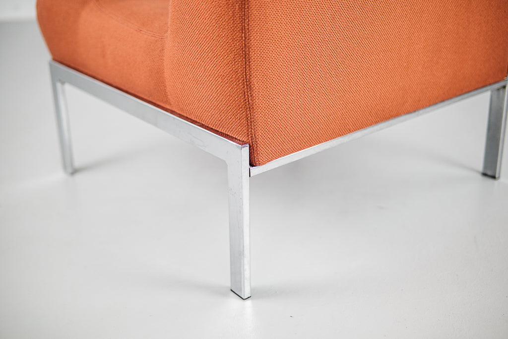 One seat orange and steel frame Sofa