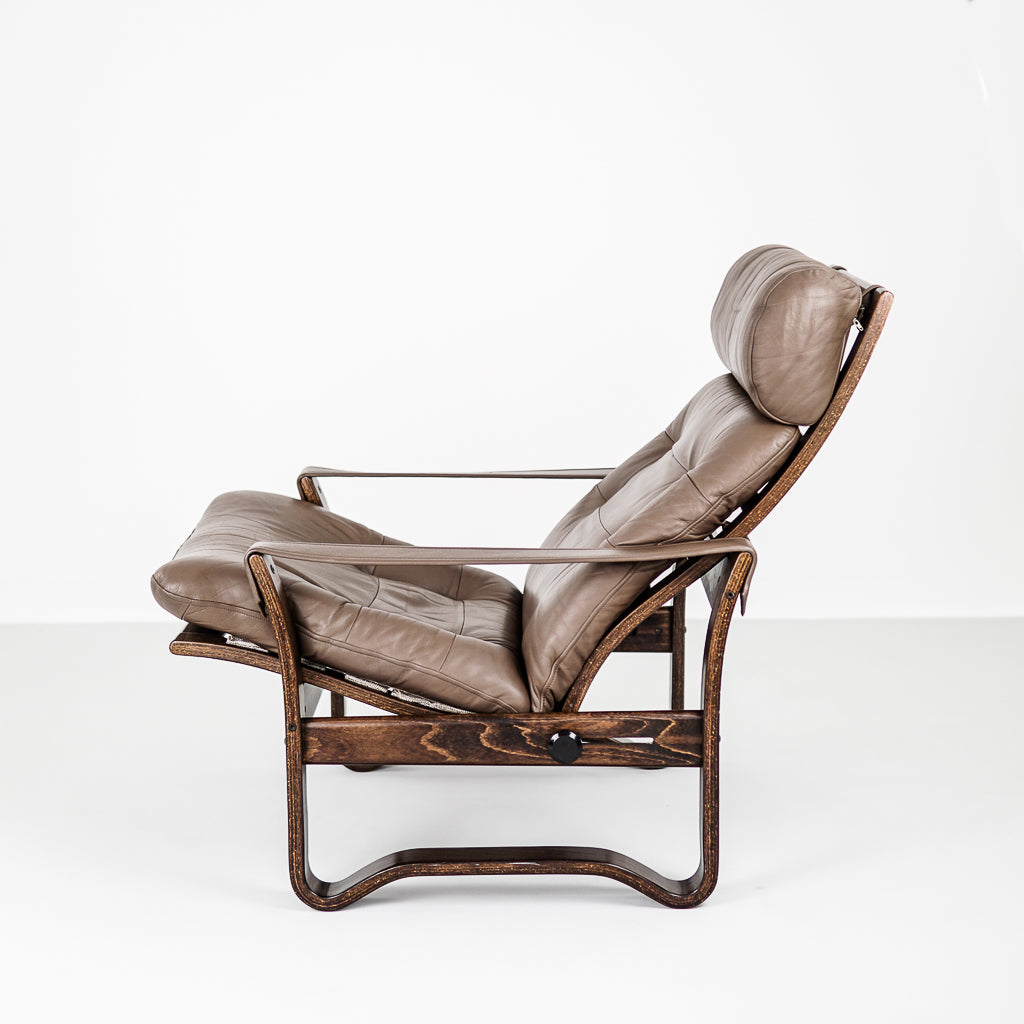 Adjustable Leather Lounge Armchair | Denmark | 1970&#39;s