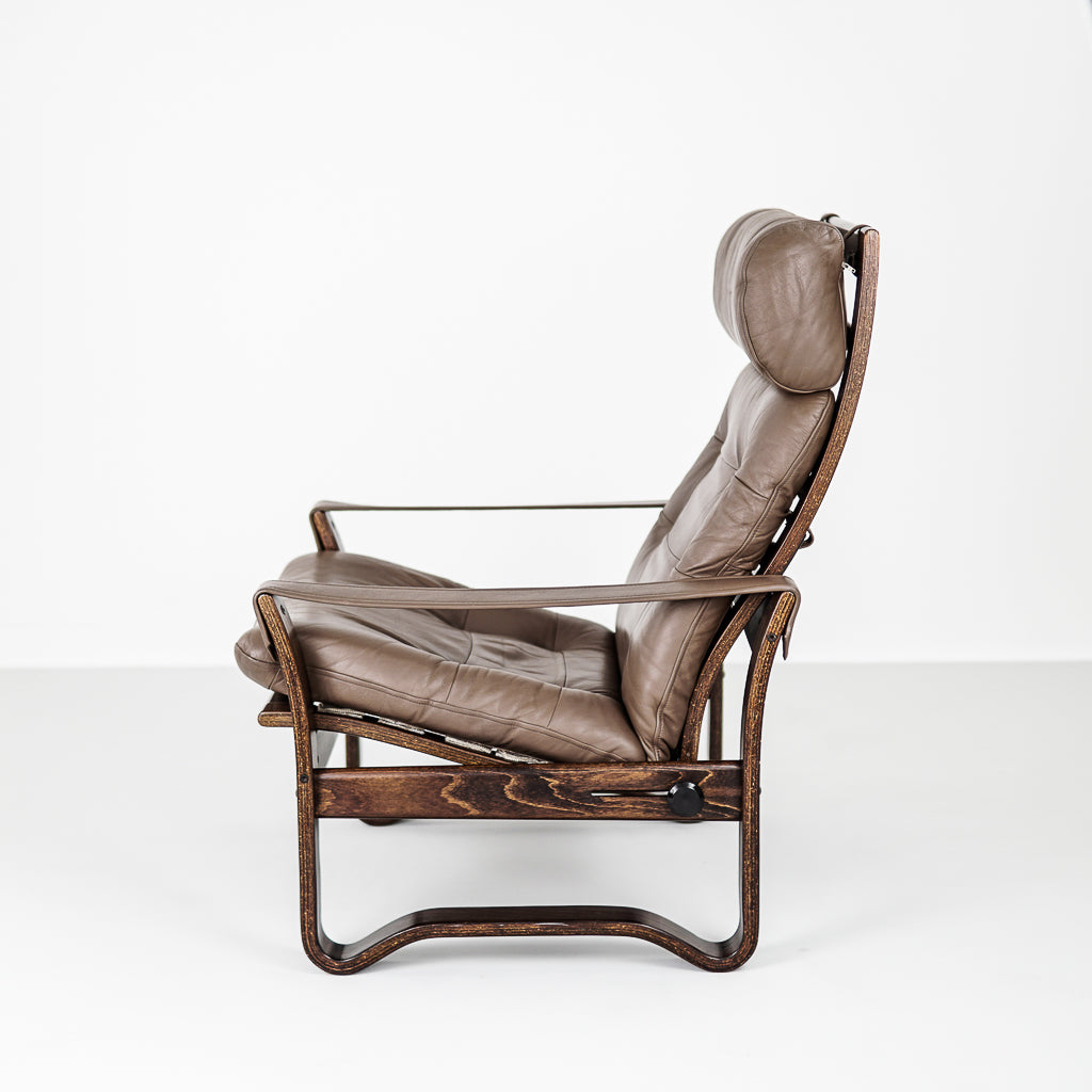 Adjustable Leather Lounge Armchair | Denmark | 1970&#39;s