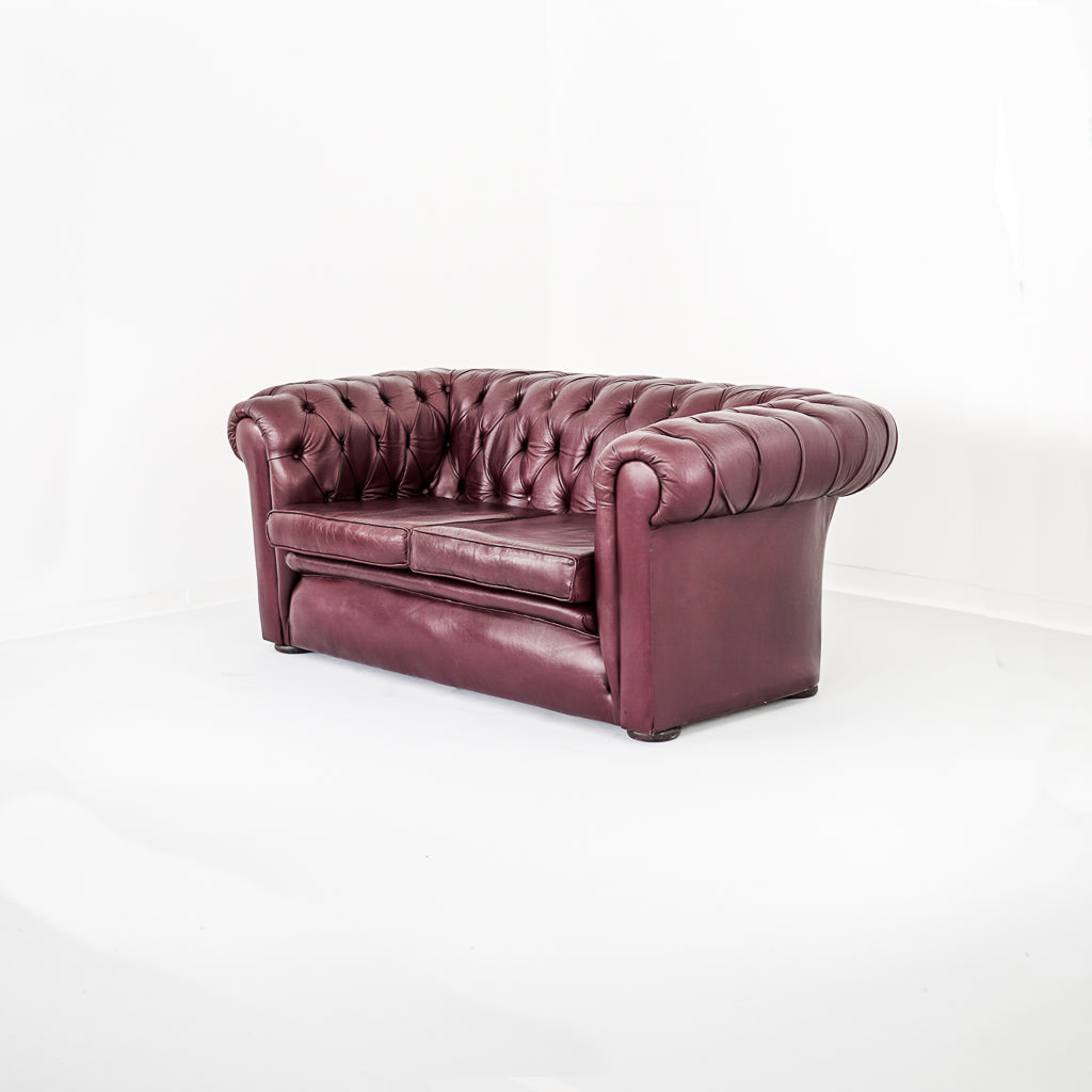 Bordeaux Red Leather Chesterfield | 2 Seater Sofa