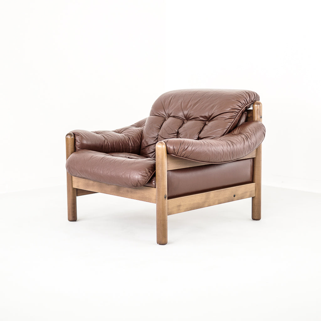 Scandinavian Armchair Leather Sofa | Denmark | 1970s