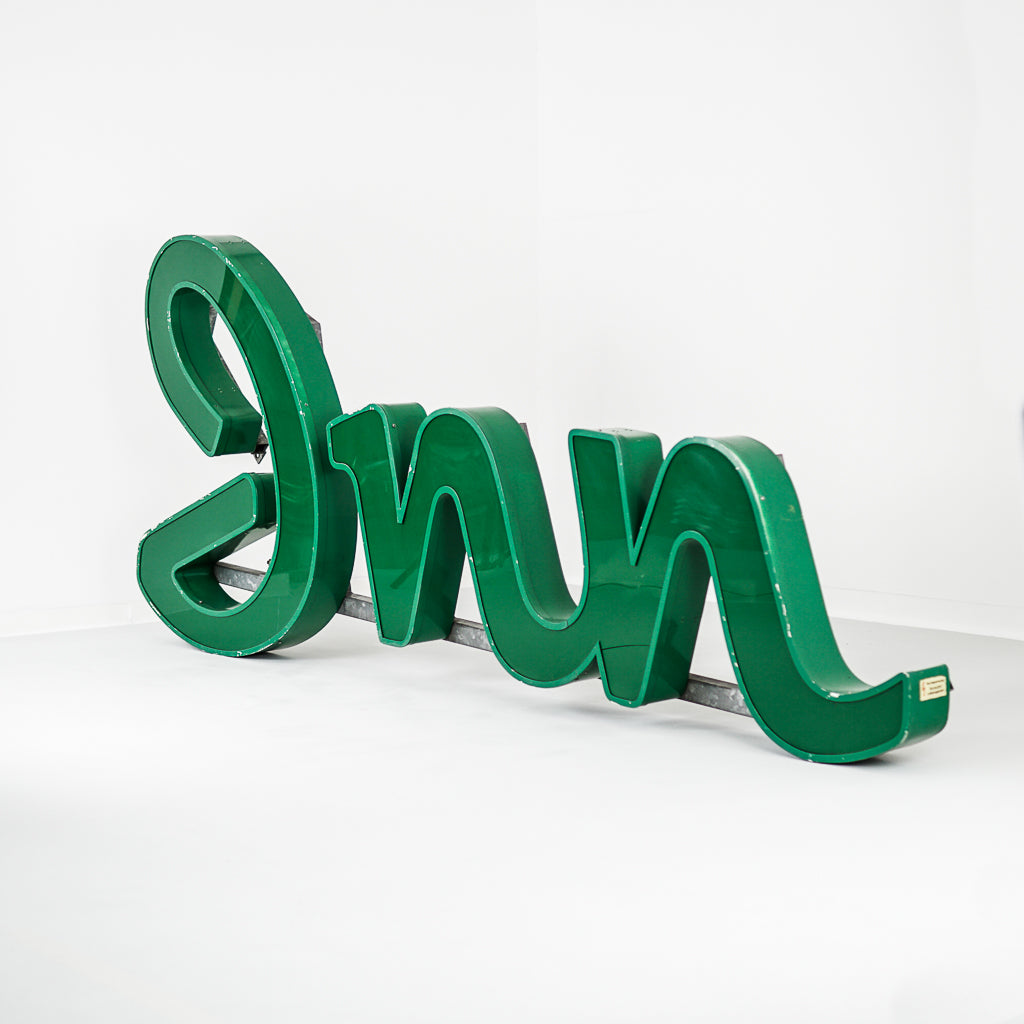Mid-Century Modern Steel and acrylic Green &quot;Inn&quot; Sign | Germany | 1970s