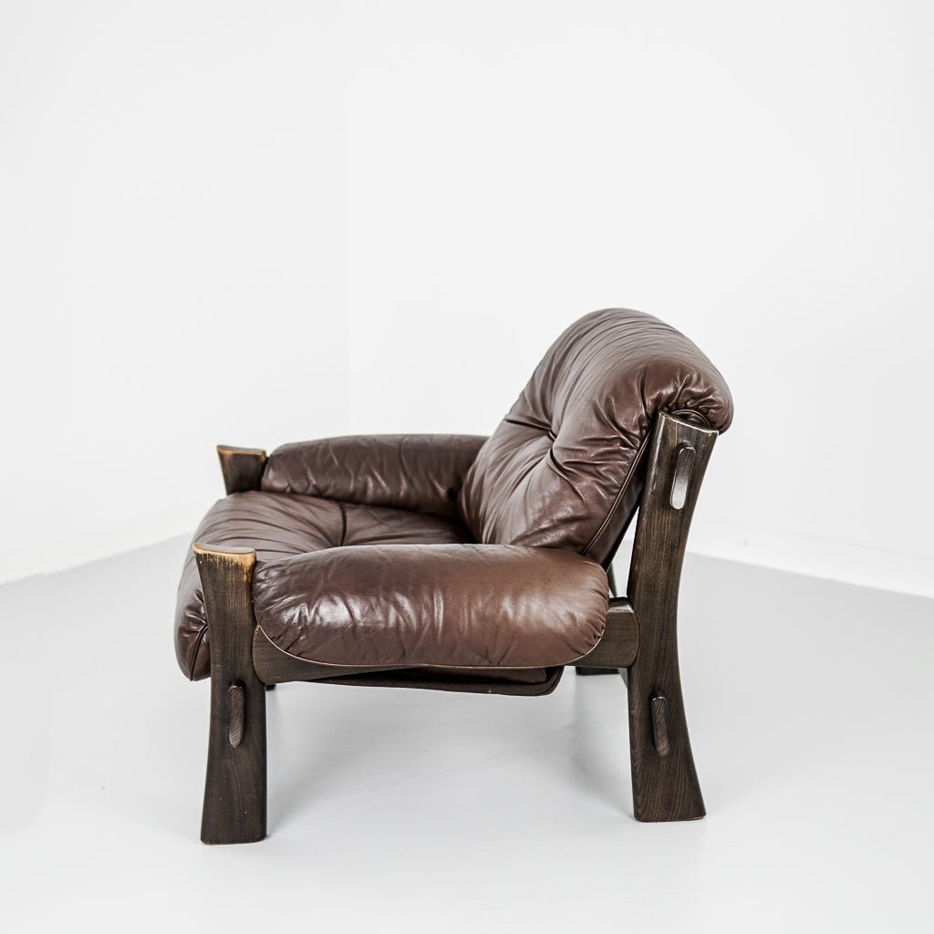 Scandinavian Armchair Leather Sofa-Couch | Denmark | 1970s