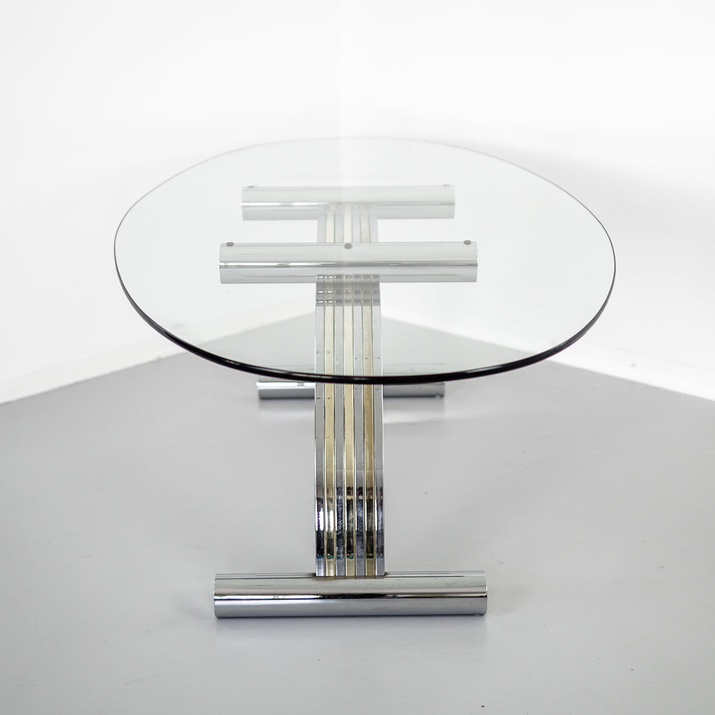Glass and Chrome Dinning Table | Renato Zevi | Sconoscuito | 1970s