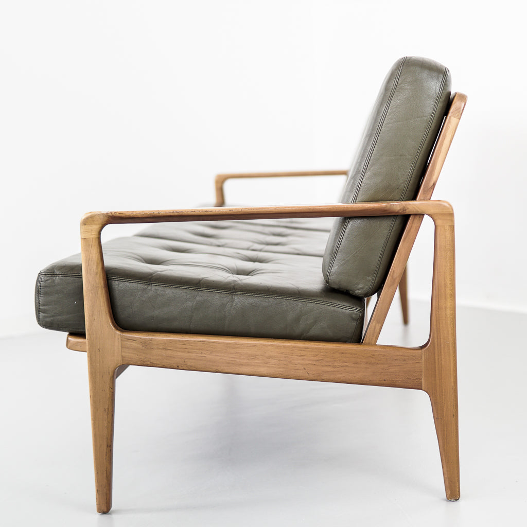 Scandinavian Three-Seat Leather Sofa | Arne Wahl Iversen | Denmark |1960s