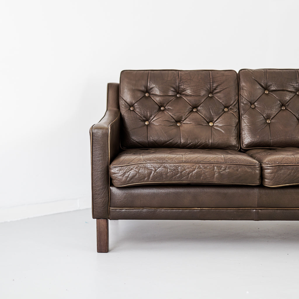 Scandinavian 3 Seat Leather Couch | Norway | 1970s