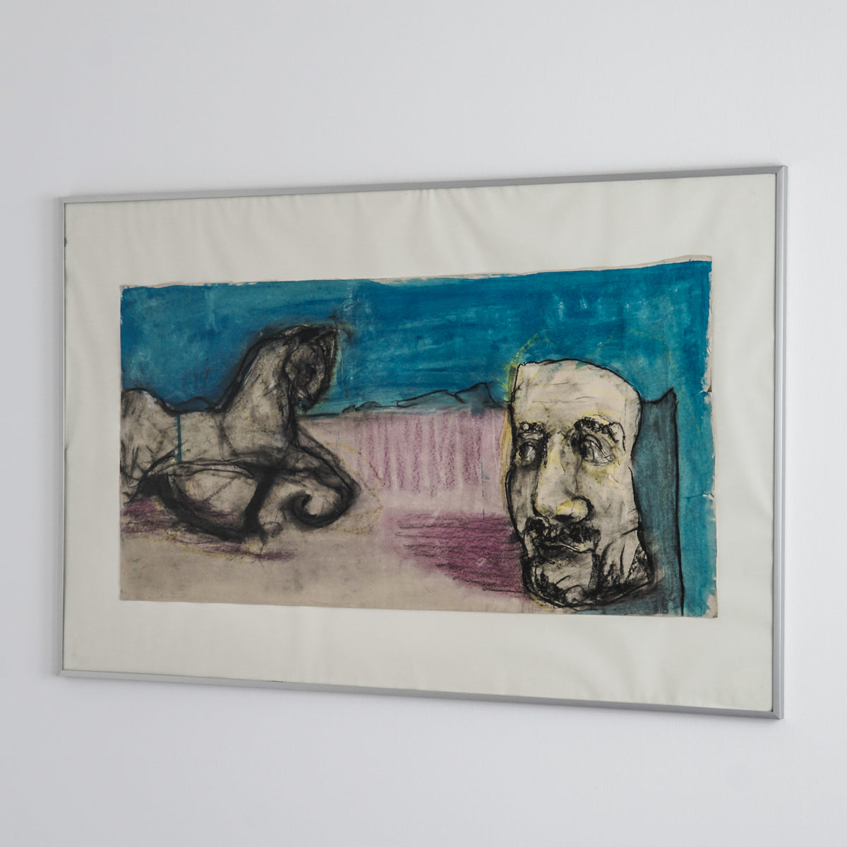Sebastião Cavaco | &quot;Encabeçando a Lezíria&quot; | Acrylic, pastel and charcoal on paper | 76 cm x 40 cm | 2015 | (framed)