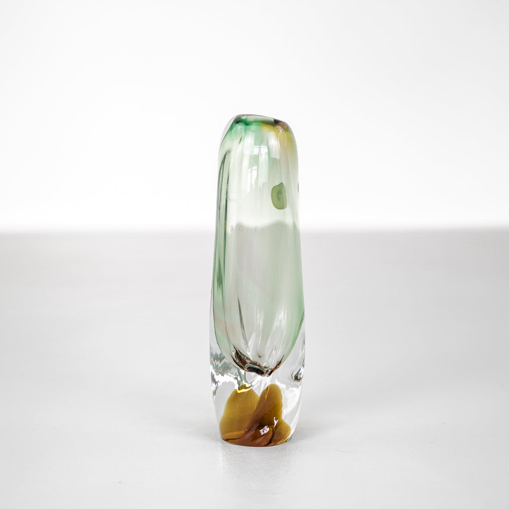 Josef Hospodka Rare Vintage Bullet Vase |  Novy Bor Borocrystal Bohemian Czech Twisted Glass | Czechoslovakia | 1960s