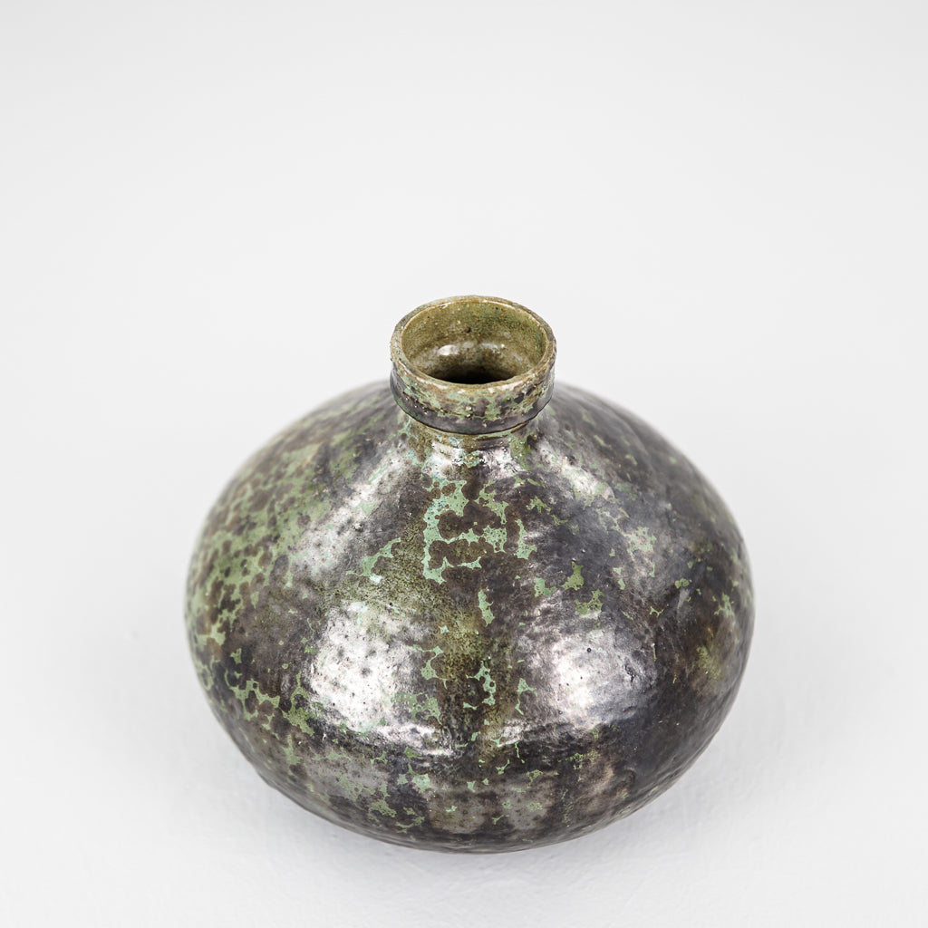 Studio Green Fat Lava Vase | Gerhard Liebenthron | West German Pottery