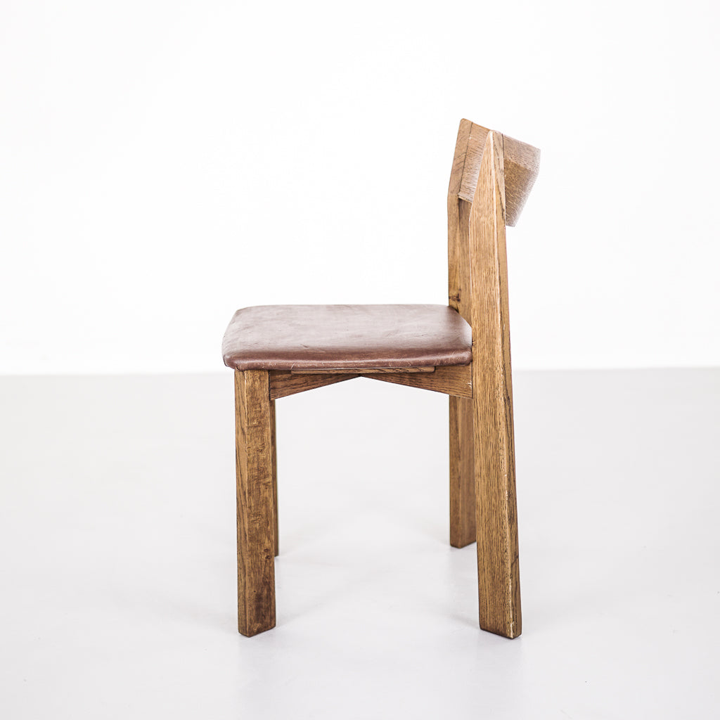 Solid Wood and Leather Design Chair | Germany | 1960s