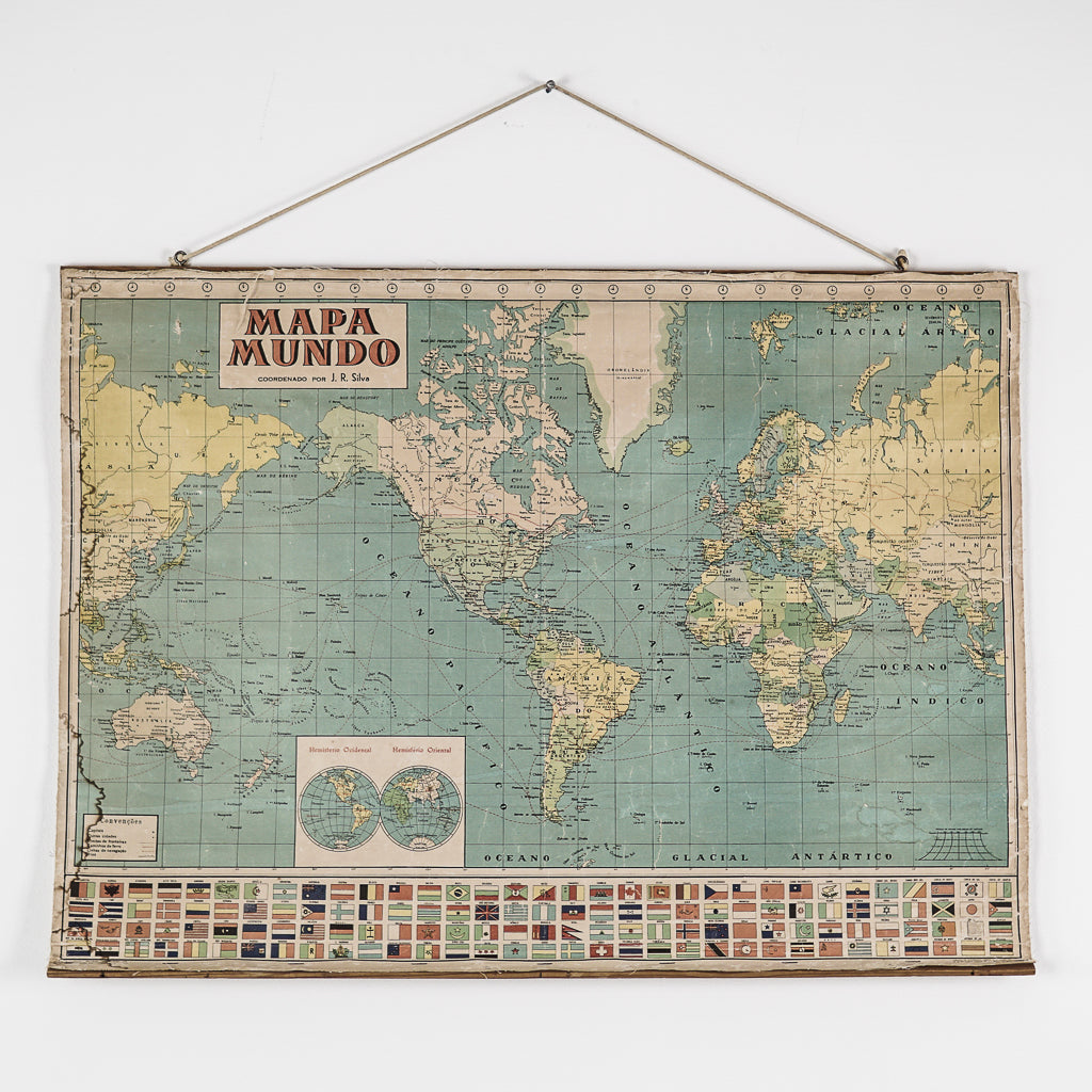 Wall Chart &quot;Mapa Mundo&quot; | Portugal | 1960s