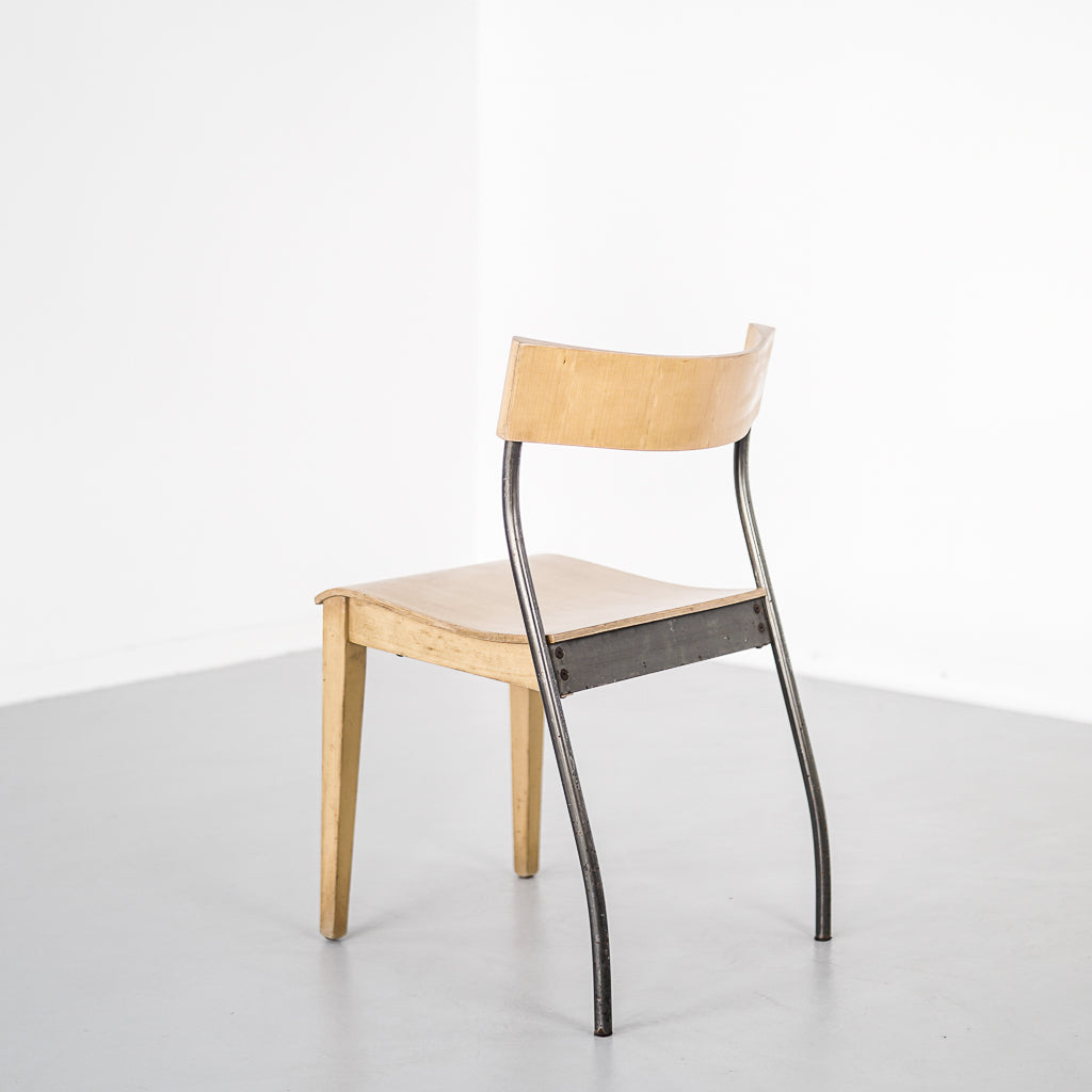 Solid Pine Wood and Metal Chair | Germany | 1970s