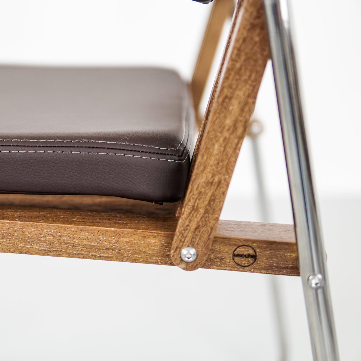 Leather Chair with Stainless Steel and Wood | Brown and Sand colors | RIPA Chair | Pedro Useche