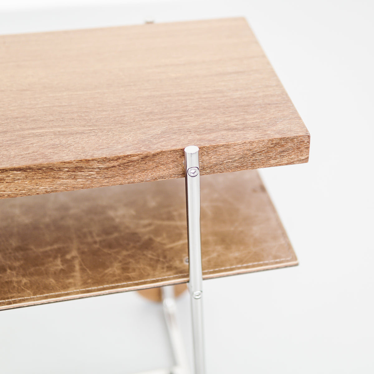 Contemporary Stainless Steel | Leather and Wood | Side Table | KAI Table | Pedro Useche