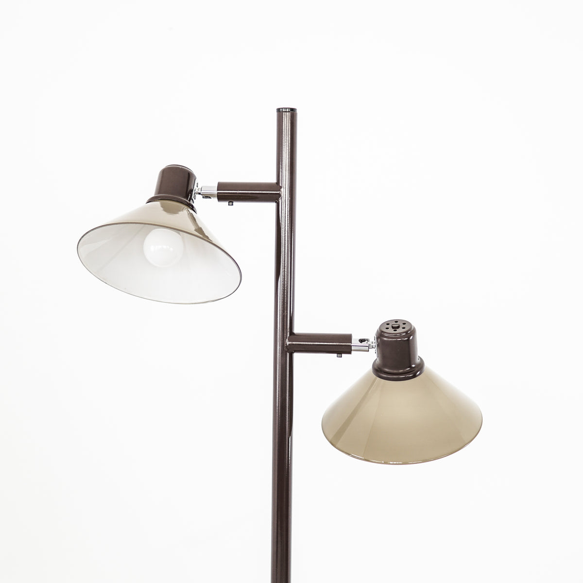 Brown two Lamps Floor Lamp | Metal and Glass | 1970&#39;s | Netherlands