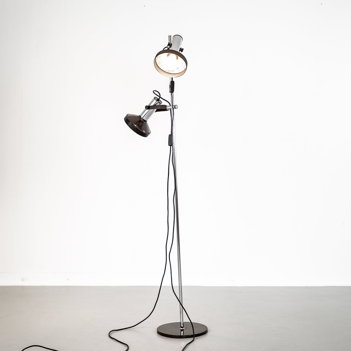 Silver and black two Lamps Floor Lamp | 1970&#39;s