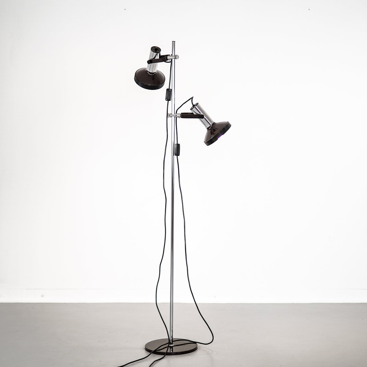 Silver and black two Lamps Floor Lamp | 1970&#39;s