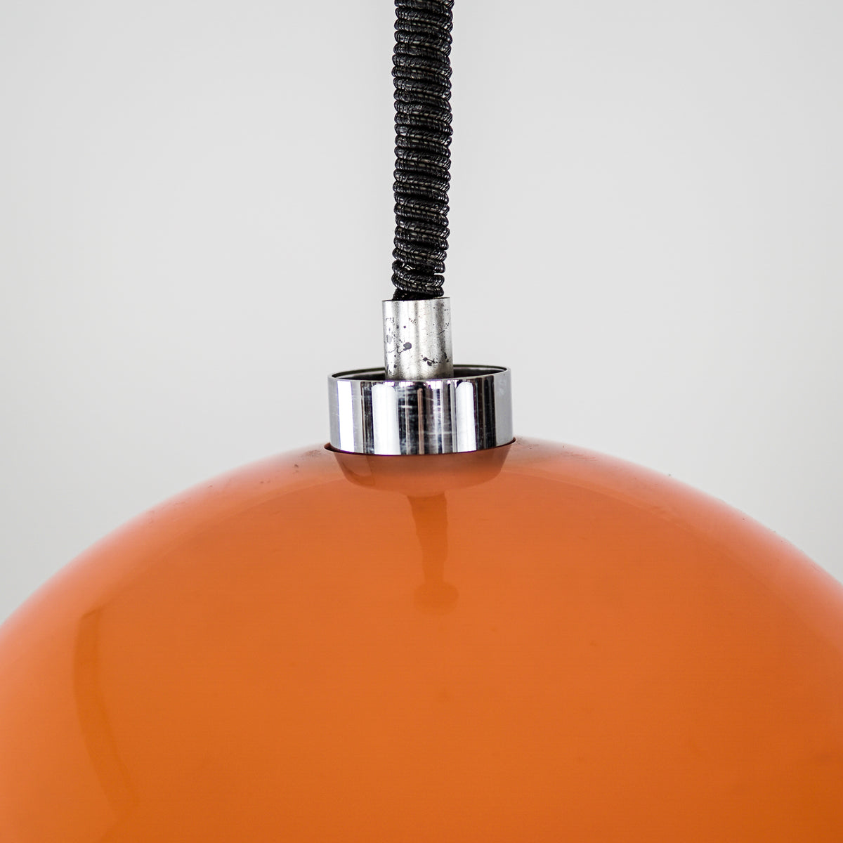 Mid-Century Orange Plastic Pendant Lamp | 1970s