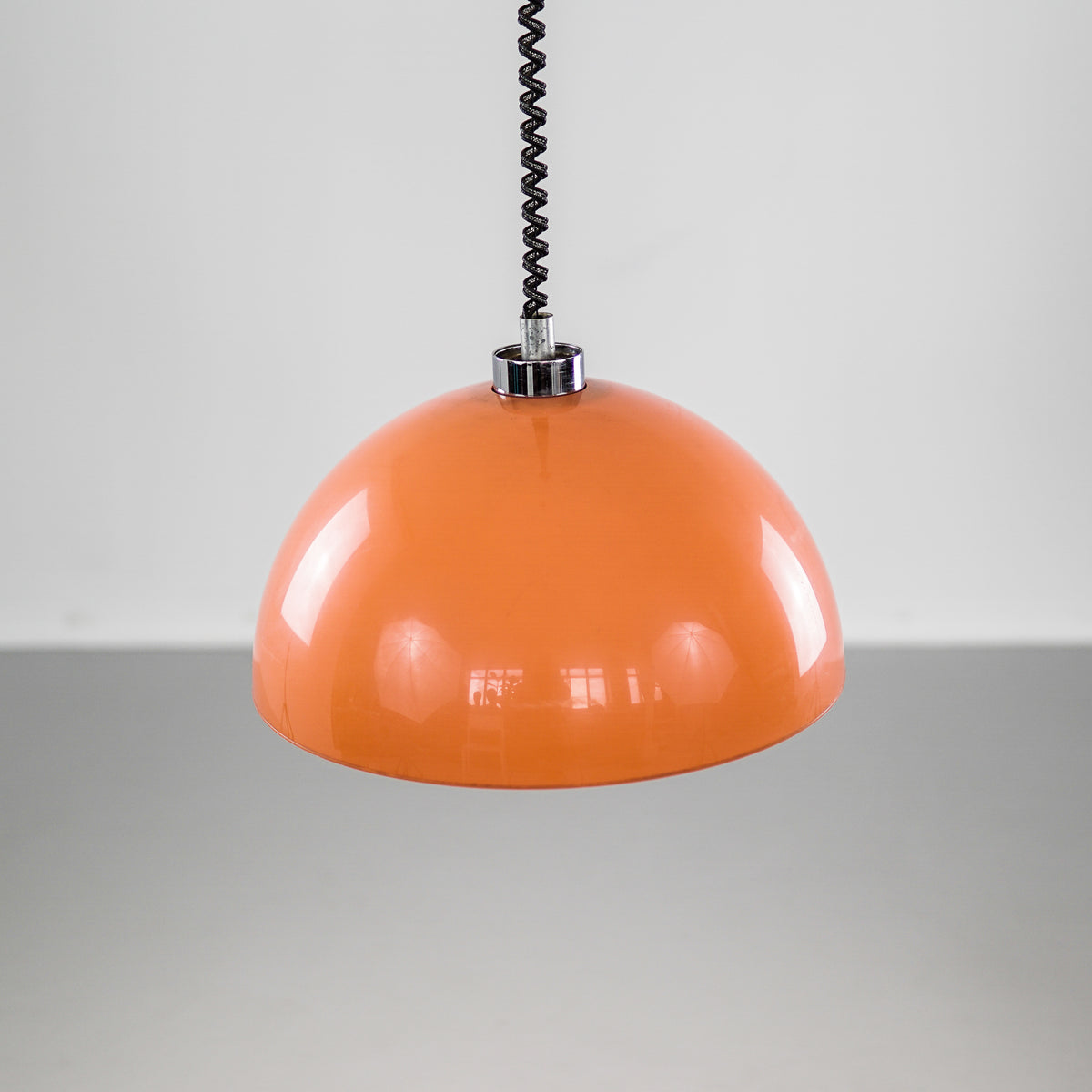 Mid-Century Orange Plastic Pendant Lamp | 1970s