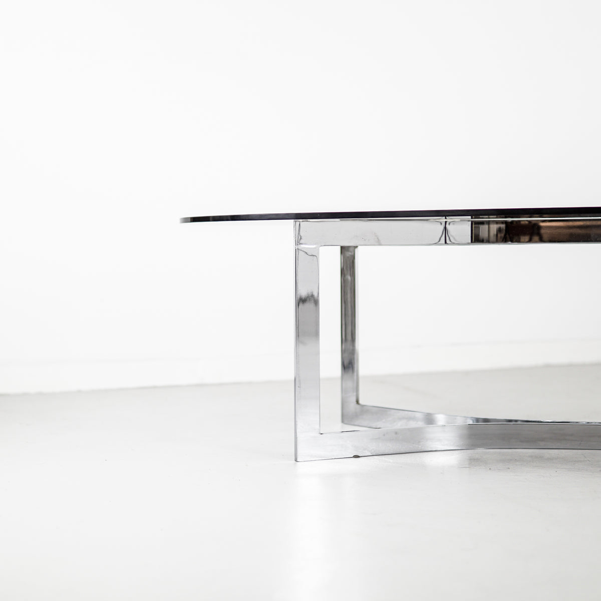 Smoked Glass Coffee Table With Angular Chromed Metal Legs | Netherlands | 1970&#39;s