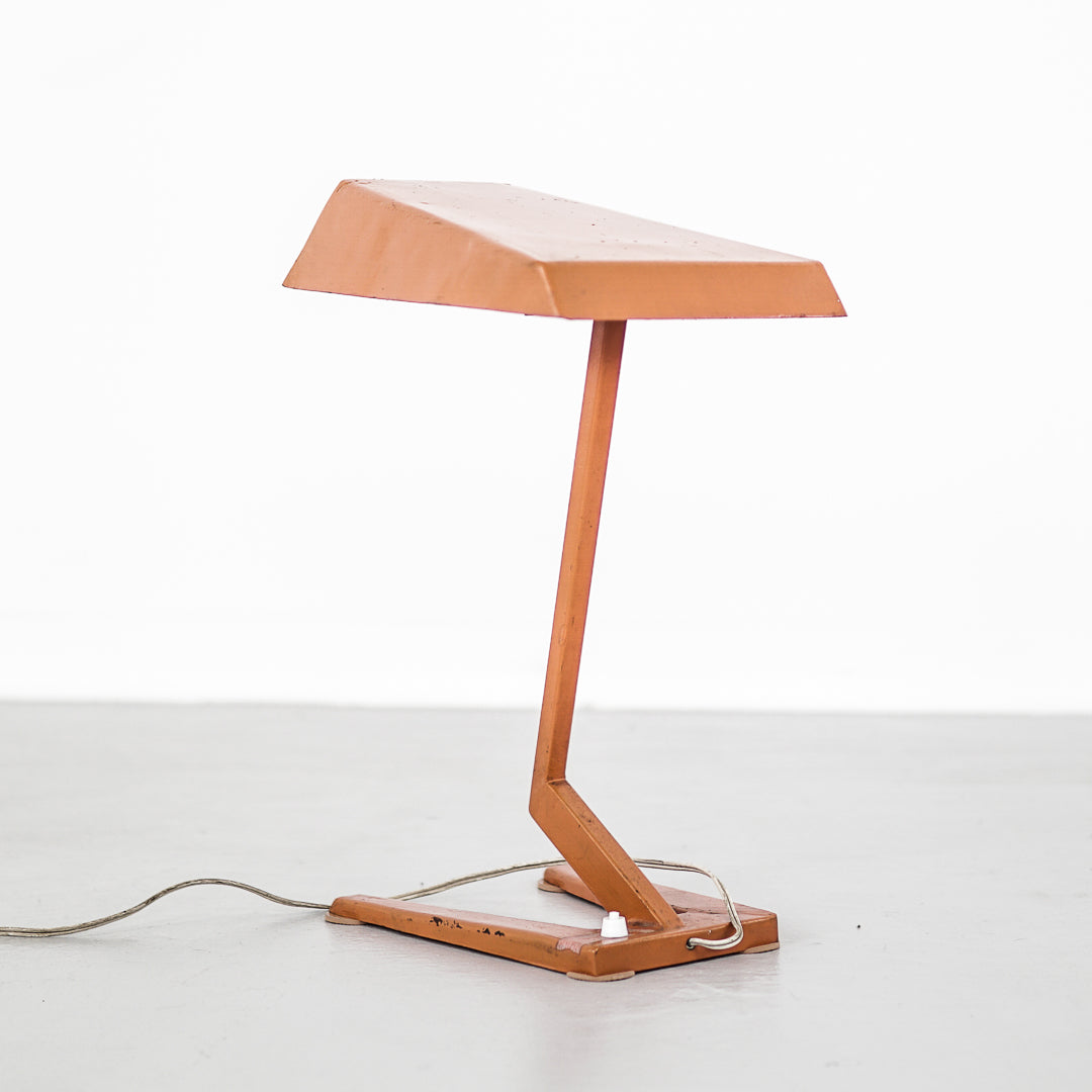 Vintage Metal Orange Table Lamp | Netherlands | 1970&#39;s