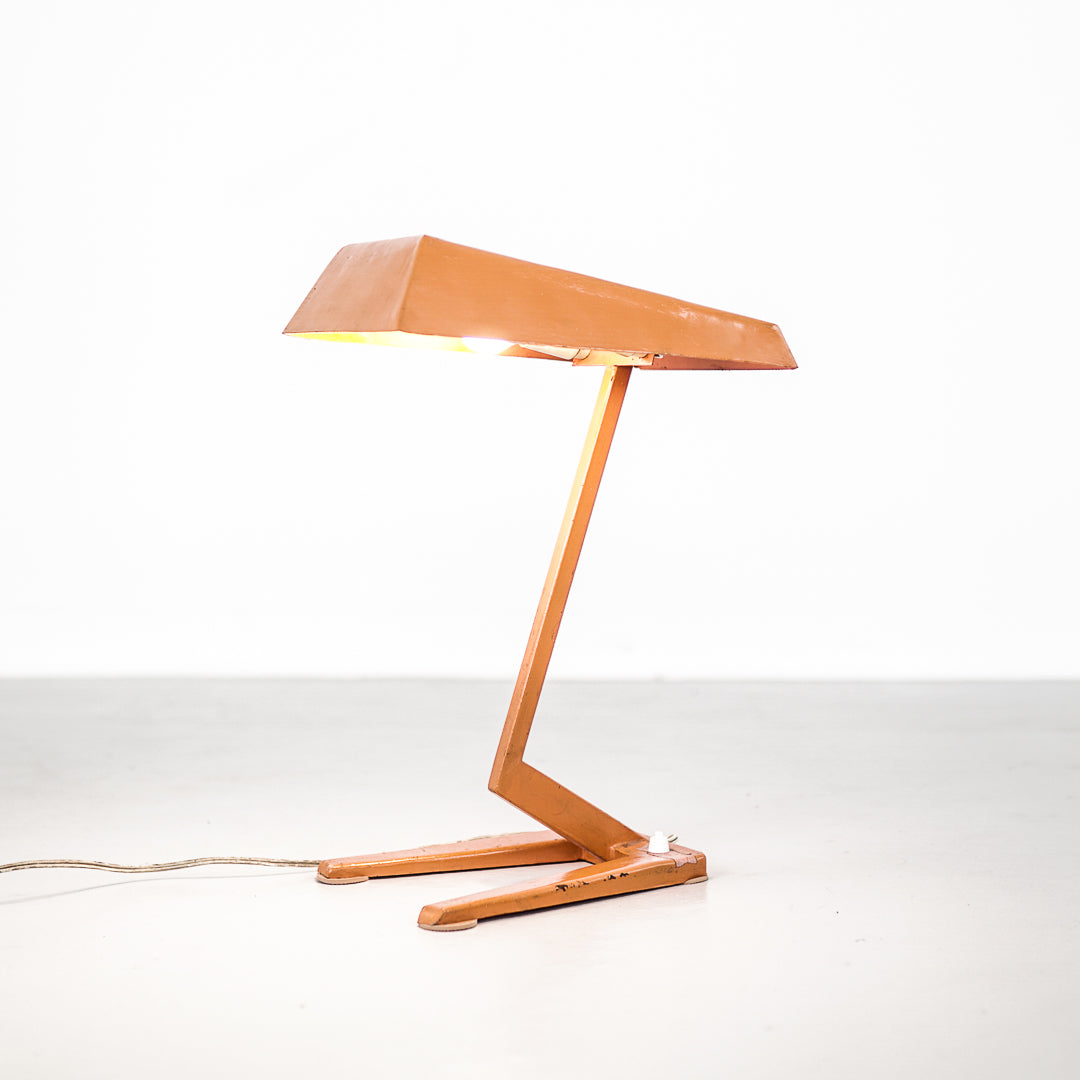 Vintage Metal Orange Table Lamp | Netherlands | 1970's