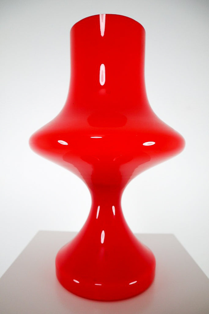 Mid-Century Modern Glass Red Table Lamp | France | 1950s
